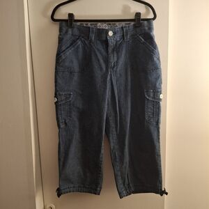 Lee Women's Dark Blue Cropped Cargo Jeans